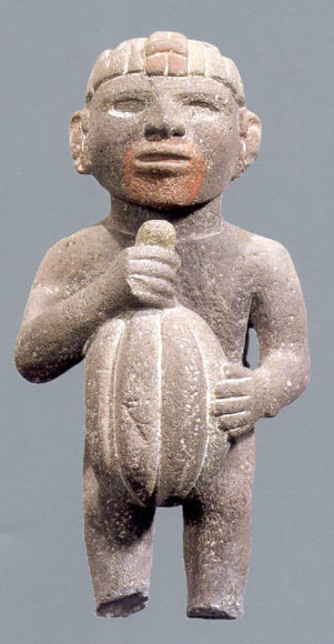Cacao Aztec Sculpture picture from Wikimedia Commons