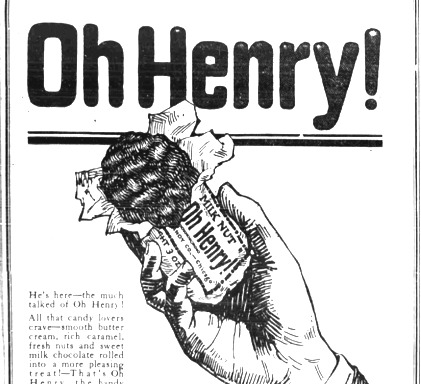 1922 Oh Henry! newspaper ad from Wikimedia Commons.