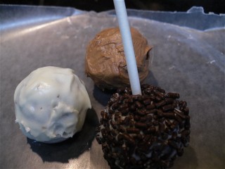 frosted cake balls and cake pop