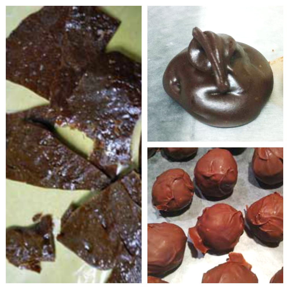 Three types of homemade chocolate candy.