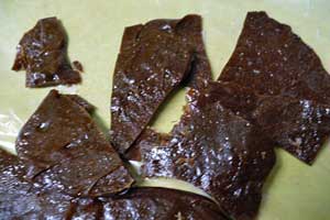Chocolate brittle candy.
