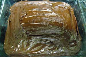 Pan of chocolate fudge.