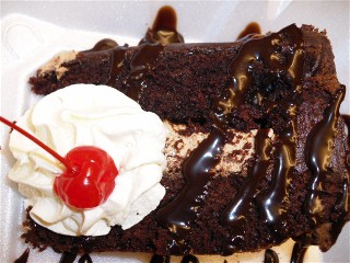 Slice of chocolate sin cake.