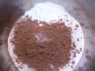 Chocolate puddding ingredients in a saucepan.