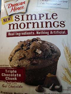 Simple Mornings Triple Chocolate Chunk muffin mix from Betty Crocker.