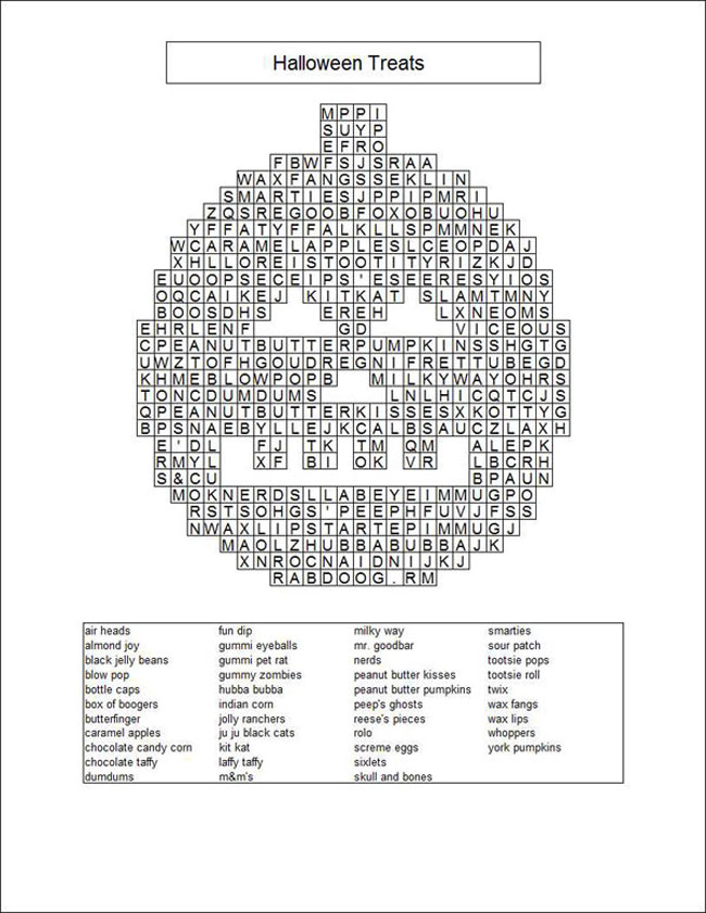 Pumpkin-shaped halloween word game