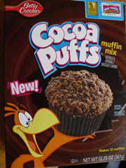 Coco Puffs Muffin Mix by Betty Crocker.