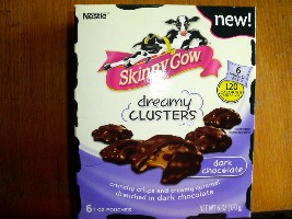 Bag of Skinny Cow dark chocolate clusters.