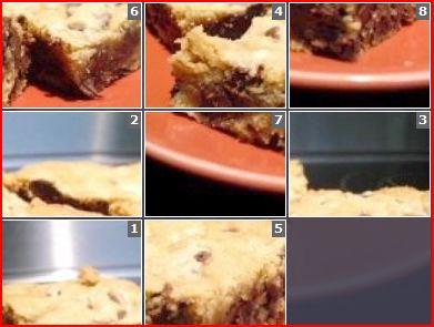 Picture of chocolate chip pan cookies made into a sliding puzzle.