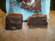 Insides of chocolate fudge brownie bites 