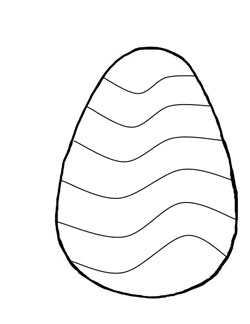 Easter egg with wavy line design.