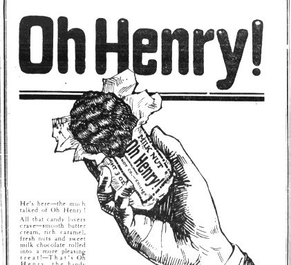 1922 Oh Henry! newspaper ad from Wikimedia Commons.