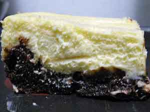 slice of brownie cheesecake.