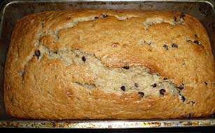 Loaf of chocolate chip banana bread.