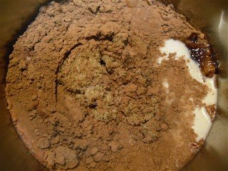 Ingredients for chocolate fudge recipe in the saucepan.