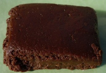 Slab of homemade chocolate fudge.