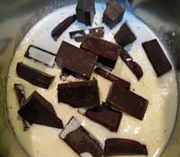 all chocolate ganache recipe ingredients in saucepan