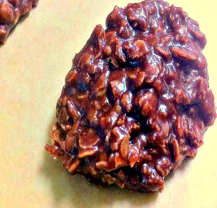 Chewy no bake chocolate oatmeal cookie.
