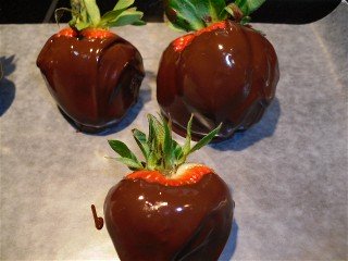 Homemade chocolate covered strawberries.