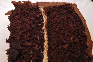 Slice of chocolate cake.