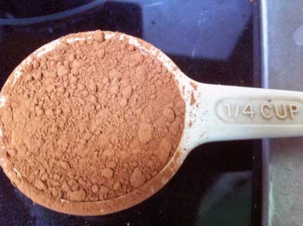 Natural cocoa powder measured and ready to use.